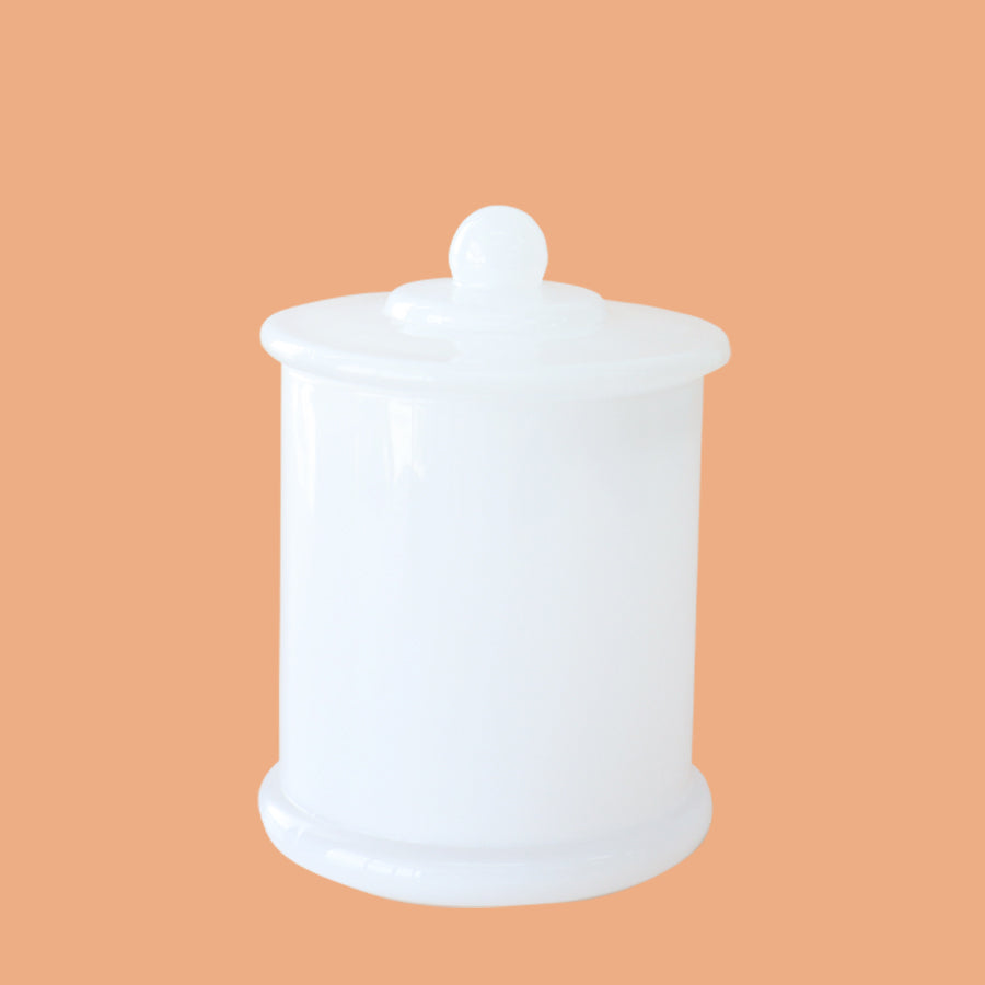 Danube Type Candle Jar Large With Knob Lid - Transparent White