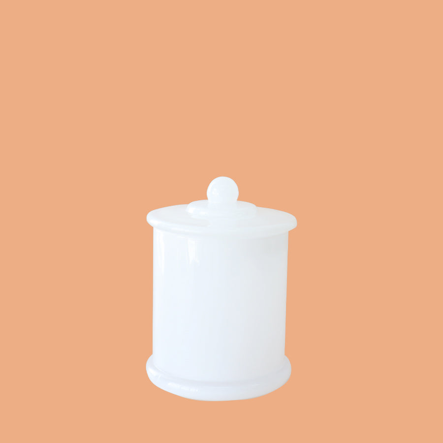 Danube Type Candle Jar Small With Knob Lid - Transparent White