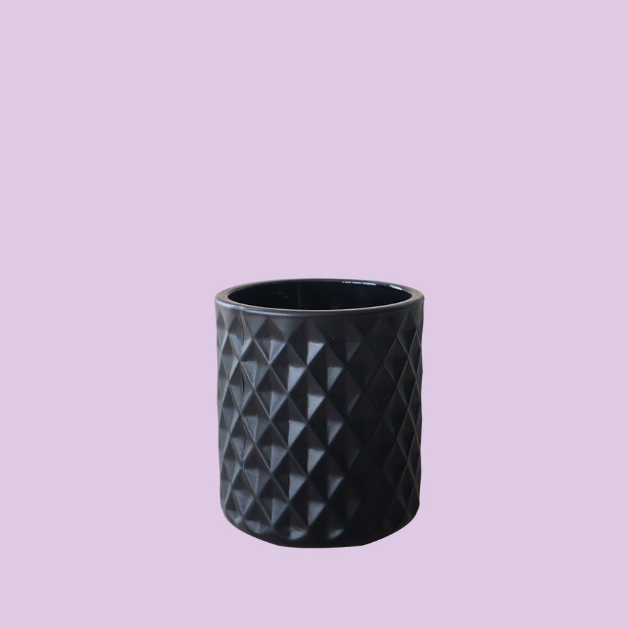 Diamond Glass Jar - Black