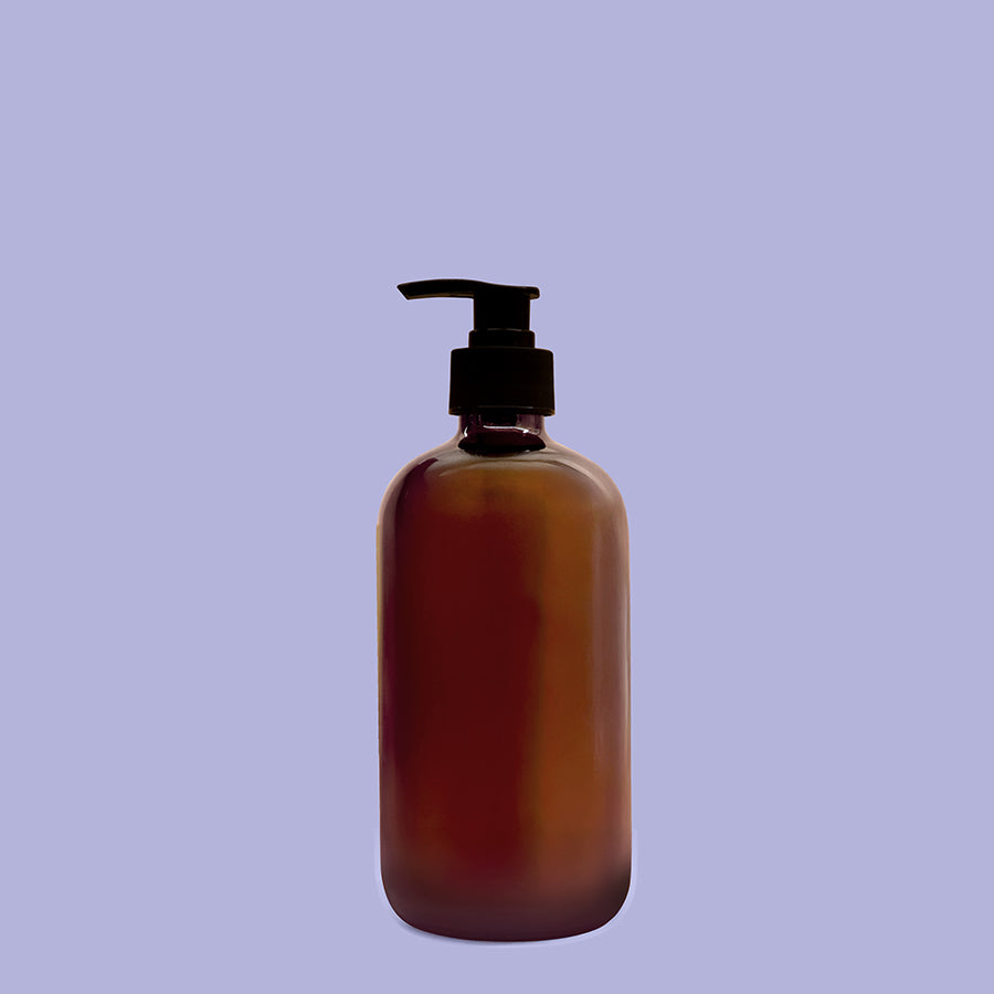 Amber Boston Soap Bottle with Black Pump 500ml